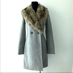 Club Monaco wool blend coat with removable trim